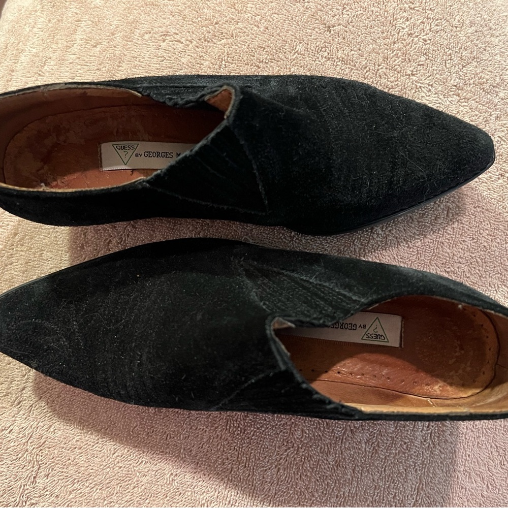 Vintage Guess by George Marciano - black suede ankle boots - size 7 or 7.5